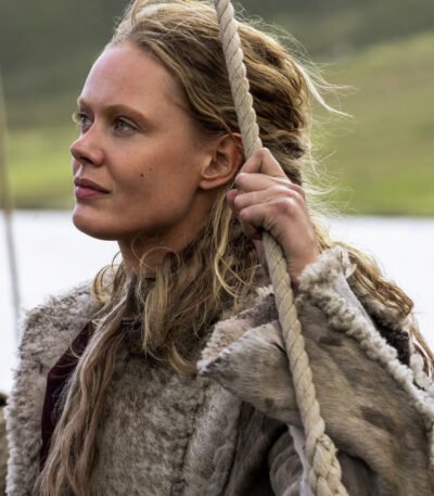 Frida Gustavsson Vikings Valhalla Grey Fur Coat