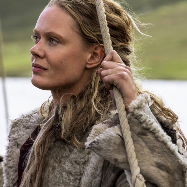 Frida Gustavsson Vikings Valhalla Grey Fur Coat