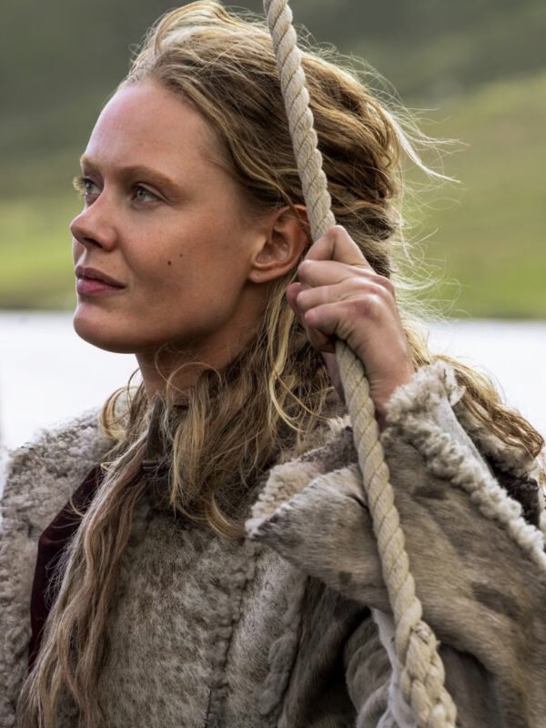 Frida Gustavsson Vikings Valhalla Grey Fur Coat