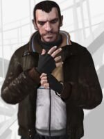 GTA IV Niko Bellic Brown Leather Bomber Jacket