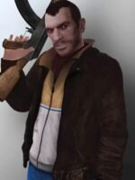 GTA IV Niko Bellic Brown Leather Bomber Jacket