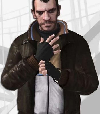 GTA IV Niko Bellic Brown Leather Bomber Jacket
