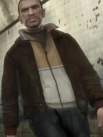 GTA IV Niko Bellic Brown Leather Bomber Jacket