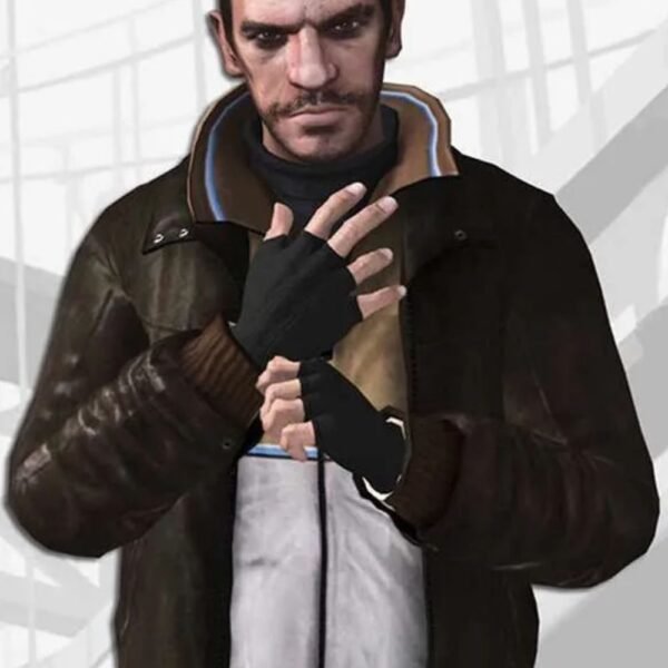 GTA IV Niko Bellic Brown Leather Bomber Jacket