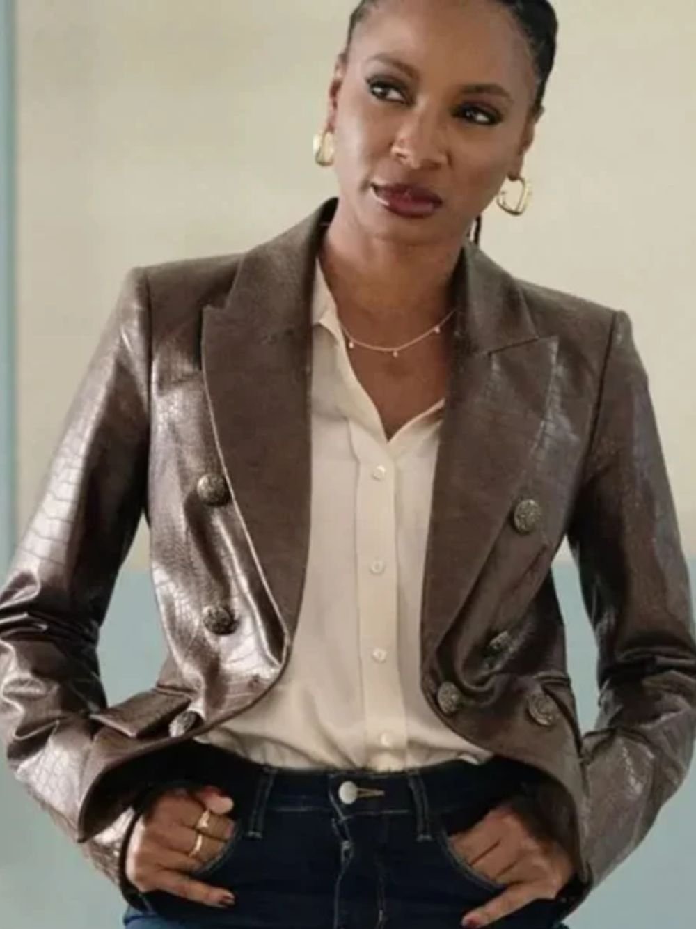 Gabi Mosely Found 2023 Faux Leather Blazer Gabi Mosely Found 2023 Faux Leather Blazer