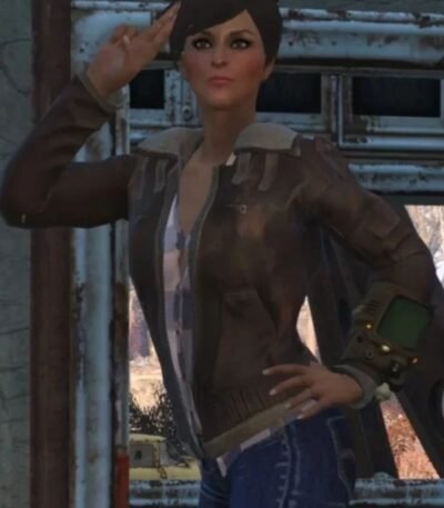 Game Fallout 76 Tracer Brown Leather Jacket