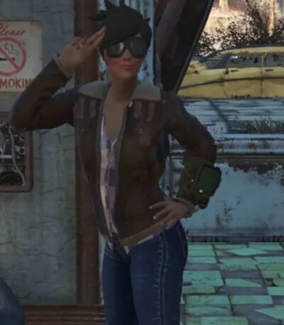 Game Fallout 76 Tracer Brown Leather Jacket