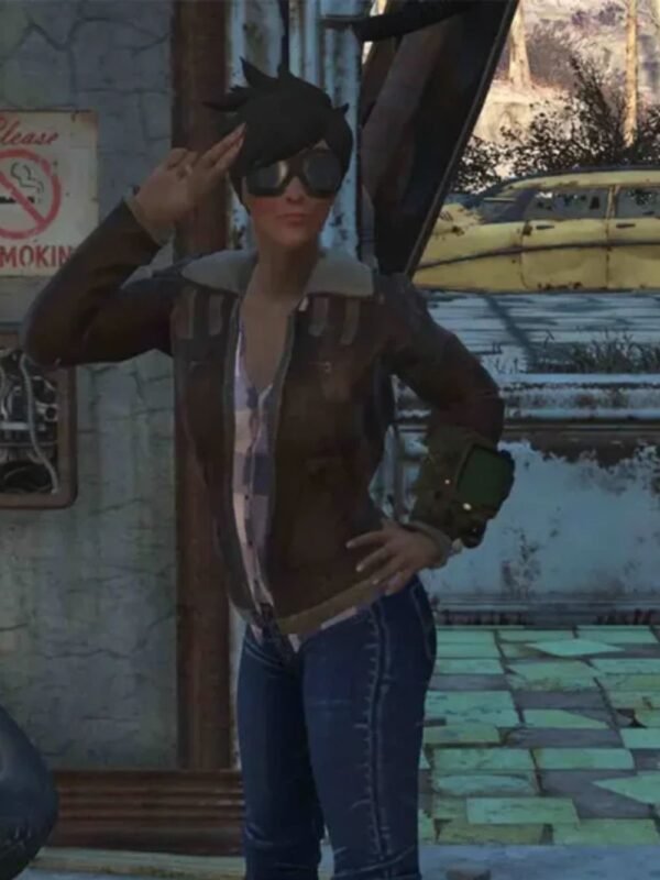 Game Fallout 76 Tracer Brown Leather Jacket