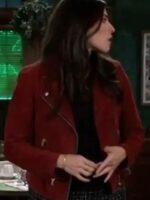 General Hospital Amanda Setton Red Biker Suede Jacket