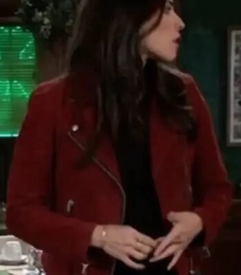 General Hospital Amanda Setton Red Biker Suede Jacket