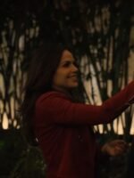 General Hospital Amanda Setton Red Biker Suede Jacket