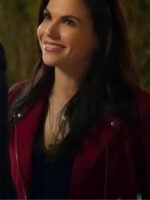 General Hospital Amanda Setton Red Biker Suede Jacket