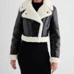 Genuine Leather Sherpa Lined Cropped Moto Jacket