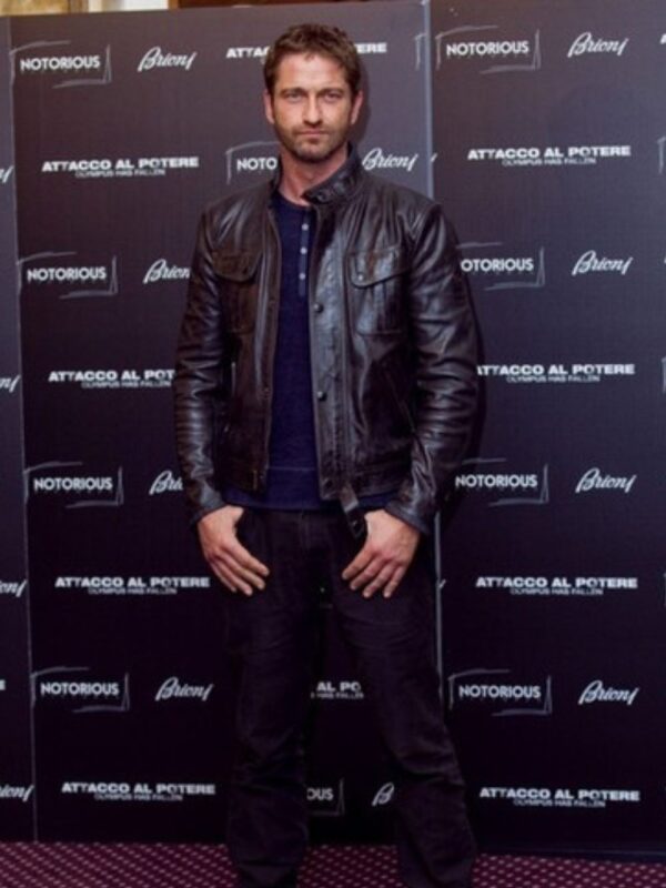 Gerard Butler Olympus Has Fallen Black Leather Jacket