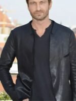 Gerard Butler Olympus Has Fallen Collarless Leather Jacket