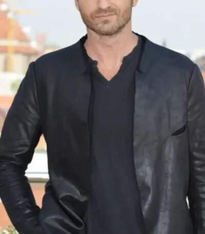 Gerard Butler Olympus Has Fallen Collarless Leather Jacket