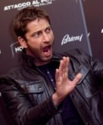 Gerard Butler Olympus Has Fallen Oscar Party Leather Jacket