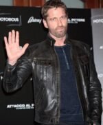 Gerard Butler Olympus Has Fallen Oscar Party Leather Jacket