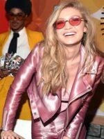 Gigi Hadid Pink Biker Jacket
