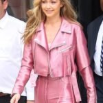 Gigi Hadid Pink Biker Jacket