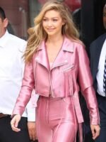 Gigi Hadid Pink Biker Jacket