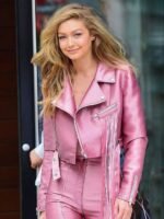 Gigi Hadid Pink Biker Jacket