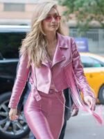 Gigi Hadid Pink Biker Jacket