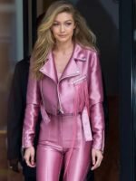 Gigi Hadid Pink Biker Jacket