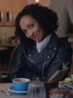 Good Grief 2023 Ruth Negga Black Leather Biker Jacket