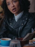 Good Grief 2023 Ruth Negga Black Leather Biker Jacket