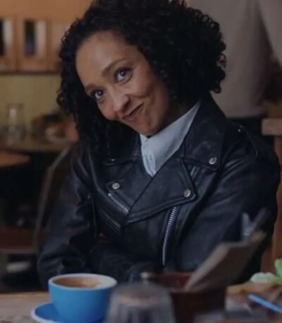 Good Grief 2023 Ruth Negga Black Leather Biker Jacket