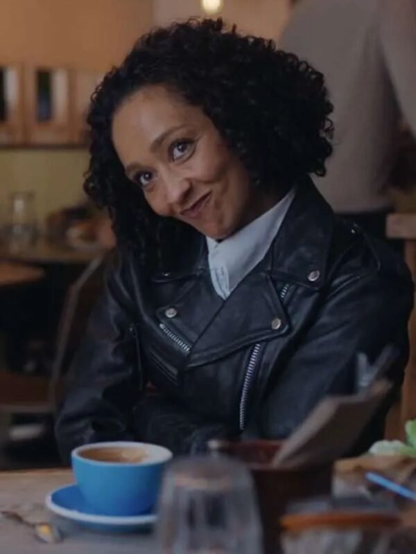 Good Grief 2023 Ruth Negga Black Leather Biker Jacket