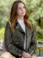 Good Witch Grace Russell Green Biker Leather Jacket