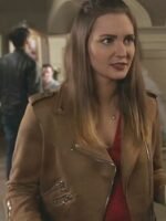 Good Witch Joy Harper Brown Biker Jacket