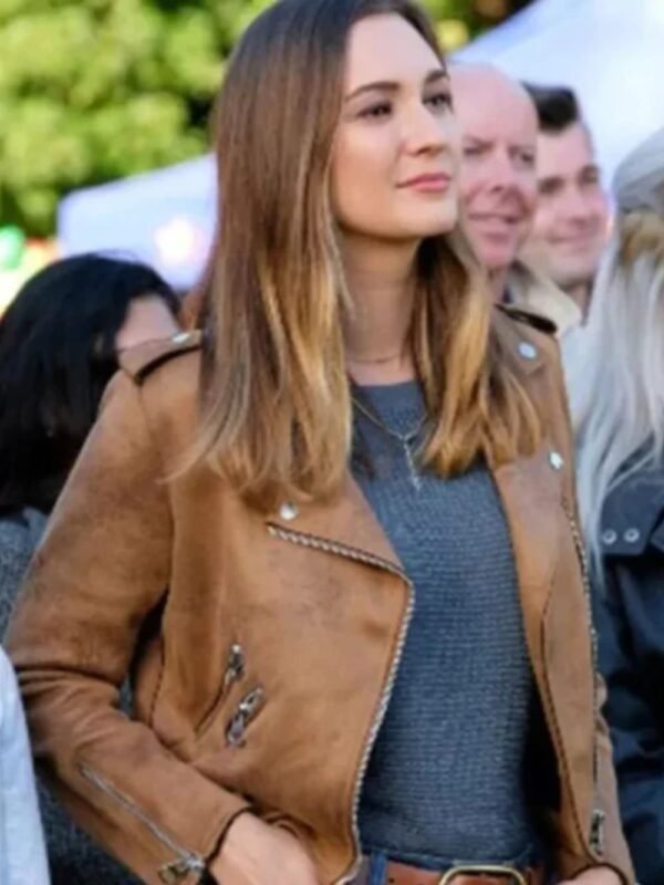 Good Witch Joy Harper Brown Biker Jacket