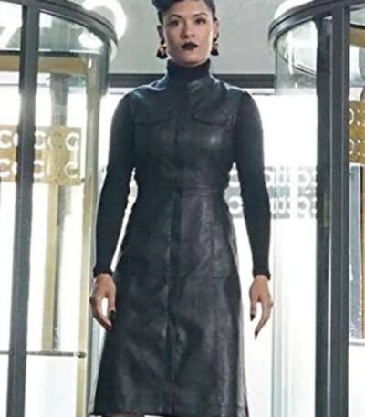 Grace Byers The Gifted Leather Coat