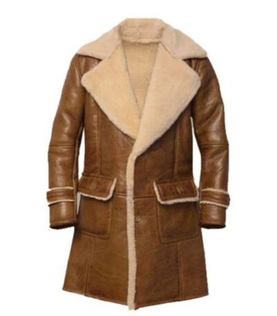 Gregory Flap Pockets Brown Shearling Leather Coat
