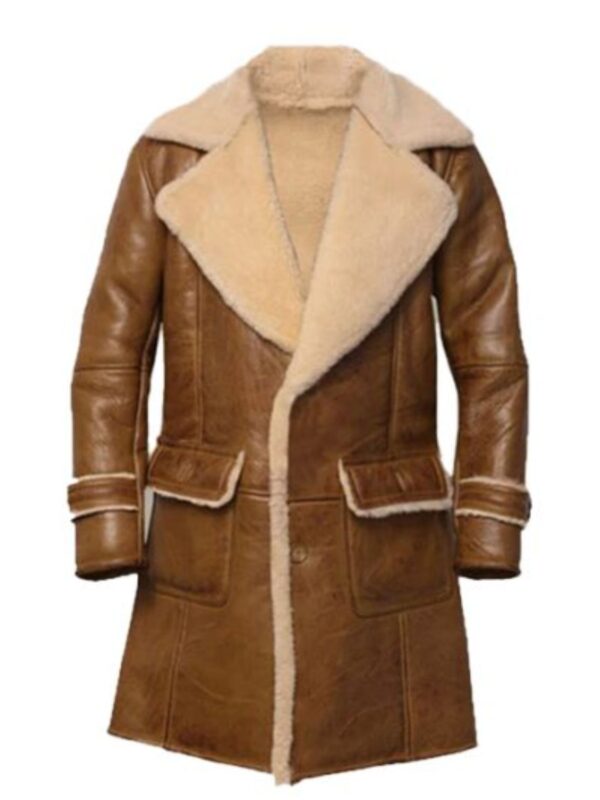 Gregory Flap Pockets Brown Shearling Leather Coat