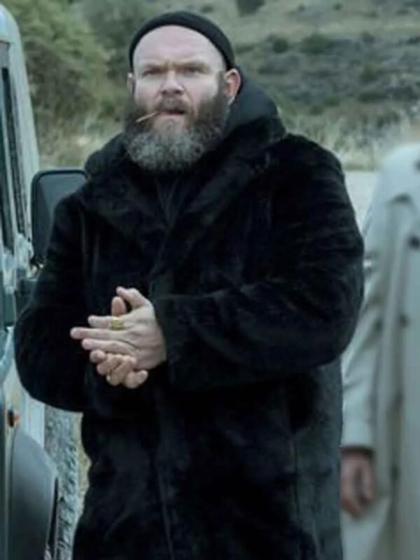 Helsinki Money Heist Black Hooded Shearling Coat
