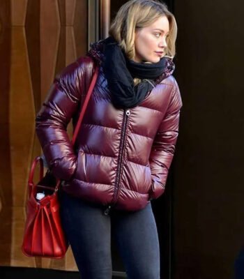 Hilary Duff Younger Maroon Parachute Hooded Jacket