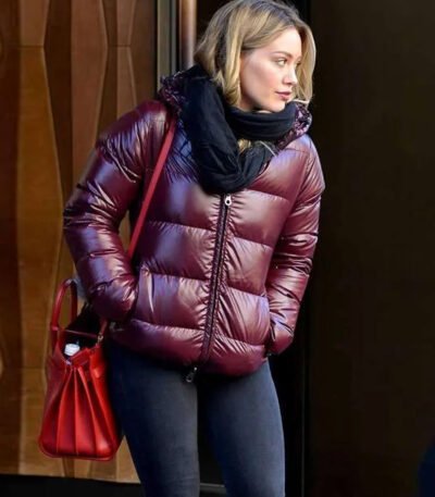 Hilary Duff Younger Maroon Parachute Hooded Jacket