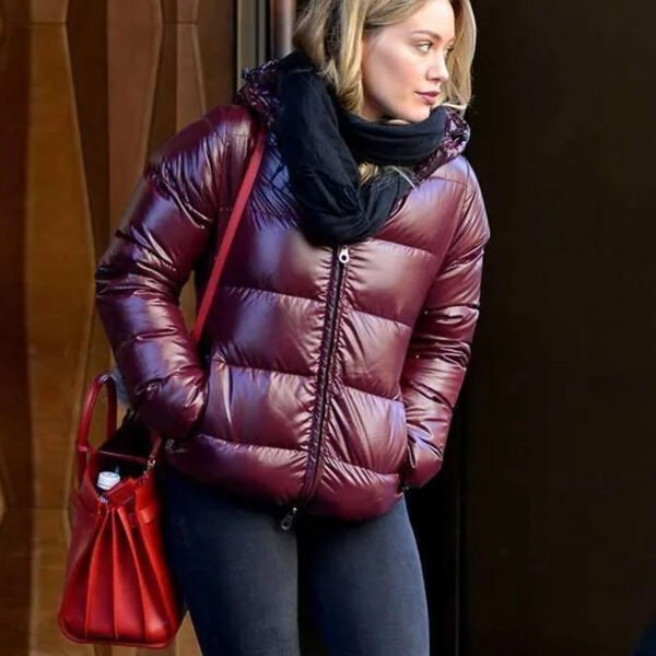 Hilary Duff Younger Maroon Parachute Hooded Jacket