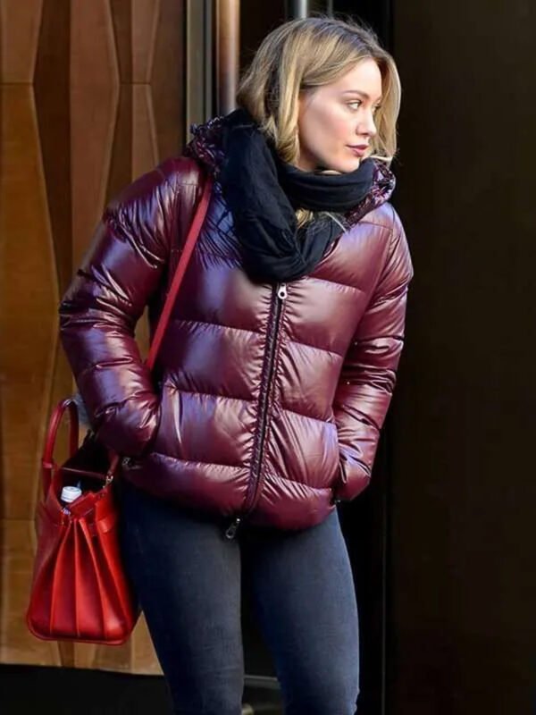 Hilary Duff Younger Maroon Parachute Hooded Jacket