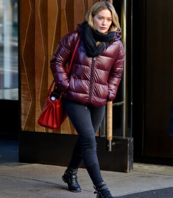 Hilary Duff Younger Maroon Parachute Hooded Jacket
