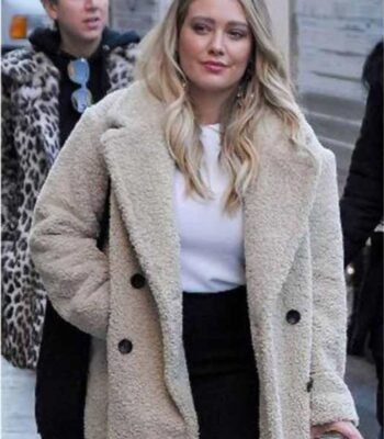 Hilary Duff Younger Season 07 Sherpa Fabric Beige Coat