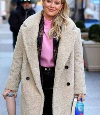Hilary Duff Younger Season 07 Sherpa Fabric Beige Coat
