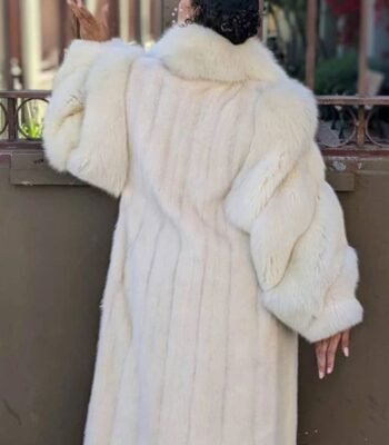 Hilary Mink Fur White Long Coat