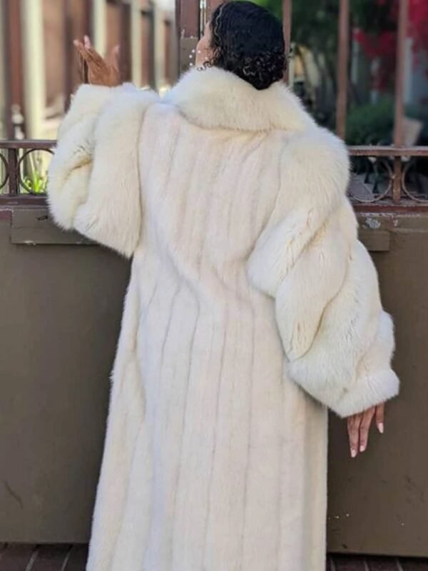Hilary Mink Fur White Long Coat