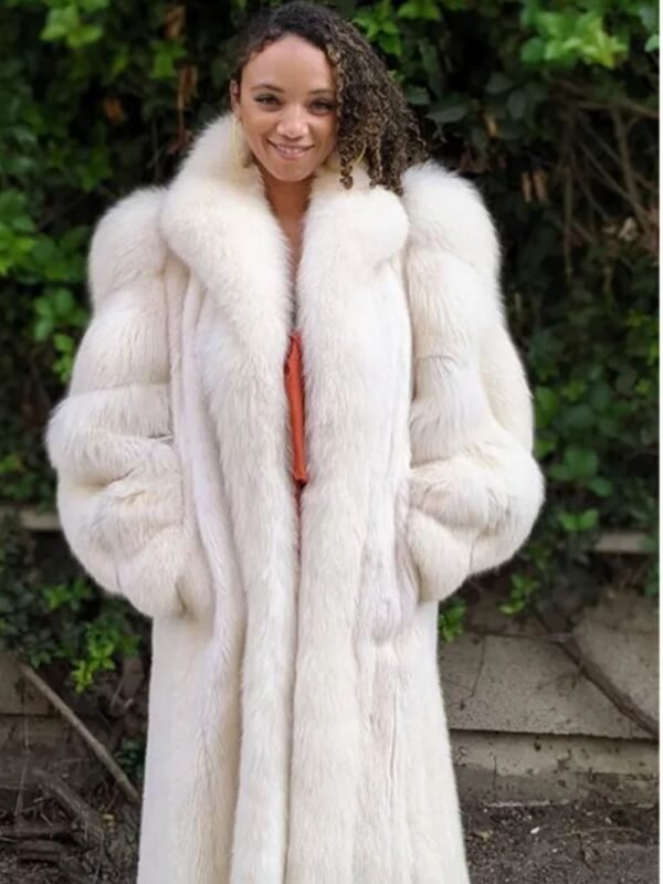 Hilary Mink Fur White Long Coat