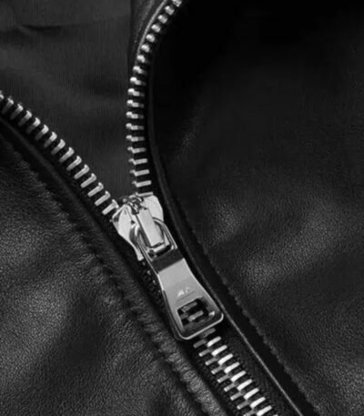 Hill Bomber Black Shearling Leather Jacket